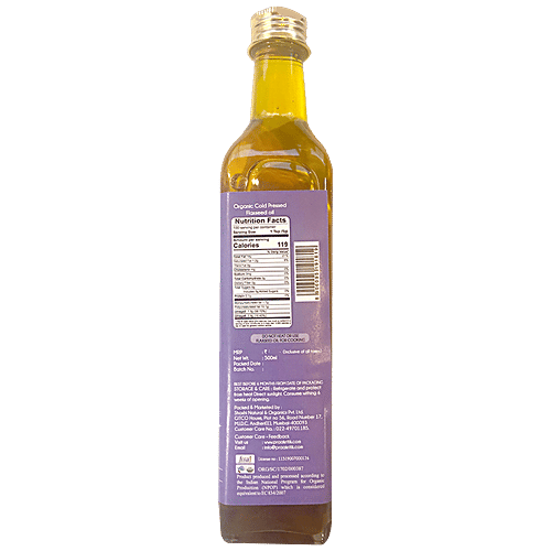 Praakritik Organic Cold Pressed Flax Seed Oil, 500 ml  