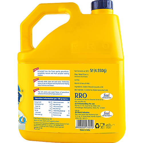 Rro Primio Gold Filtered Groundnut Oil, 5 L Jar 