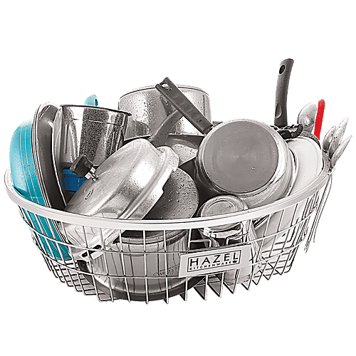 Hazel Utensils-Dish Drainer/Basket/Drying Rack - Round, Large, Stainless Steel, VR10246, 1 pc