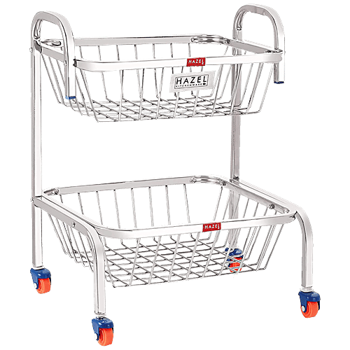Hazel Steel Kitchen Fruits & Vegetable Storage Rack/Trolley/Stand, 2 Layer - VR10233, 1 pc  