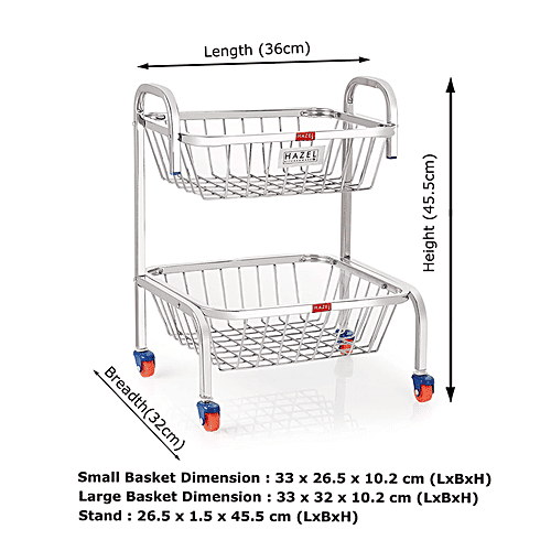 Hazel Steel Kitchen Fruits & Vegetable Storage Rack/Trolley/Stand, 2 Layer - VR10233, 1 pc  