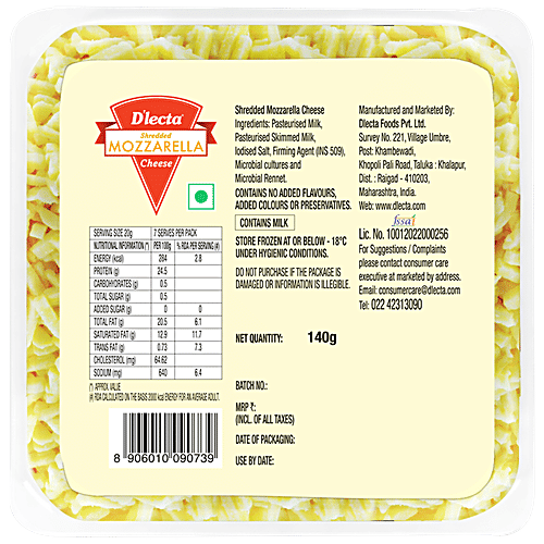 Buy D'Lecta Mozzarella Cheese Shredded Online at Best Price of Rs 99.