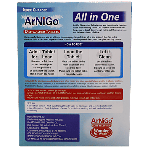 ARNIGO Dishwasher Tablets With Superior Gloss & Sparkling Agents, 500 g (25 Tabs x 20 g each)