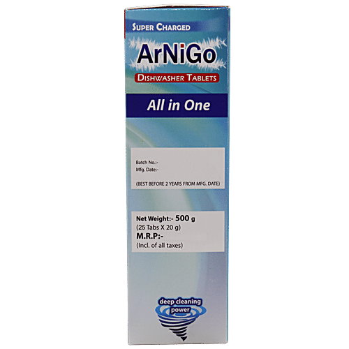 ARNIGO Dishwasher Tablets With Superior Gloss & Sparkling Agents, 500 g (25 Tabs x 20 g each)