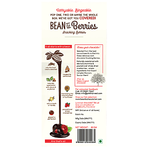 Bean To Berries Sugarfree Cranberry, 80 g Box 