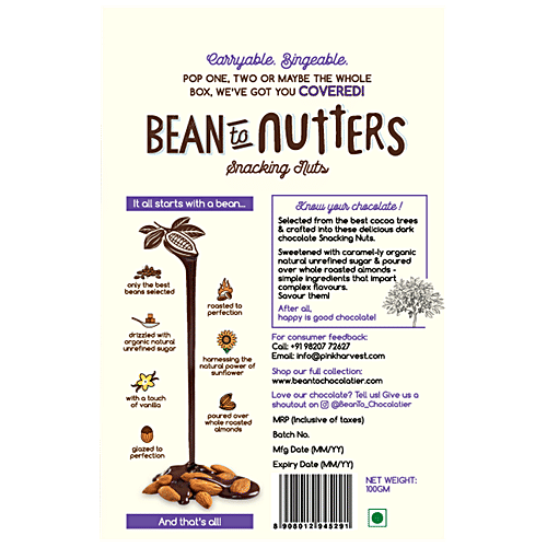 Bean To Nutters Dark Chocolate Almond, 80 g Box 