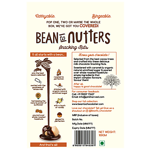 Bean To Nutters Milk Chocolate Hazelnut, 80 g Box 