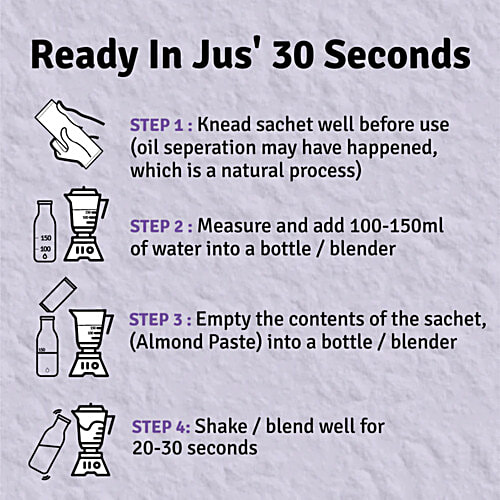 Jus Amazin 30 Second Almond Drink - Unsweetened, Nutritious, Dairy Free, 250 g (10 Sachets x 25 g Each) 