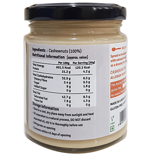 Jus Amazin Cashew Butter - Unsweetened, 200 g  