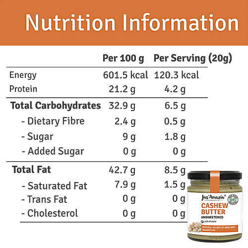 Jus Amazin Cashew Butter - Unsweetened, 200 g  