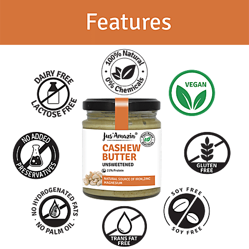 Jus Amazin Cashew Butter - Unsweetened, 200 g  