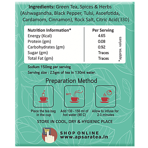 Apsara Detox Kahwa Green Tea, 90 g (36 Bags x 2.5 g each) 