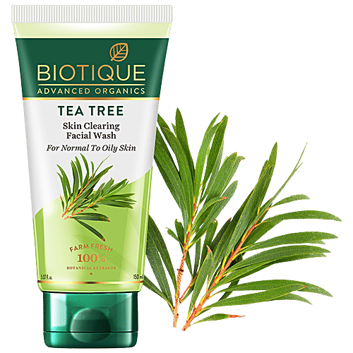 BIOTIQUE Skin Clearing Face Wash - Tea Tree, For Normal To Oily Skin, 100% Botanical Extracts, Farm Fresh, 150 ml 100% Botanical Extracts, Farm Fresh