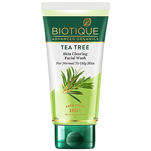 BIOTIQUE Skin Clearing Face Wash - Tea Tree, For Normal To Oily Skin, 100% Botanical Extracts, Farm Fresh, 150 ml 100% Botanical Extracts, Farm Fresh