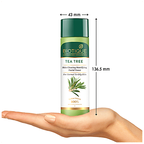 BIOTIQUE Skin Clearing Mattifying Facial Toner - Tea Tree, For Normal to Oily Skin, 100% Botanical Extracts, Farm Fresh, 120 ml  100% Botanical Extracts, Farm Fresh