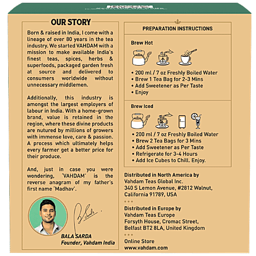 Vahdam Organic Ginger Mint Green Tea Bags - Antioxidant Rich & Relaxing Detox Tea, 30 g (15 Pyramid Bags x 2 g each)