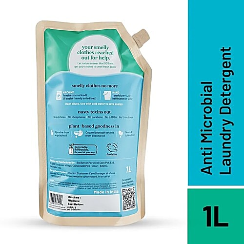 Born Good Plant Based Anti Microbial Liquid Detergent | Baby Safe, 1 L Refill Pack Plant Based
 Anti-Microbial