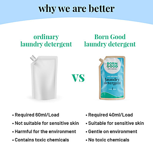 Born Good Plant Based Anti Microbial Liquid Detergent | Baby Safe, 1 L Refill Pack Plant Based
 Anti-Microbial