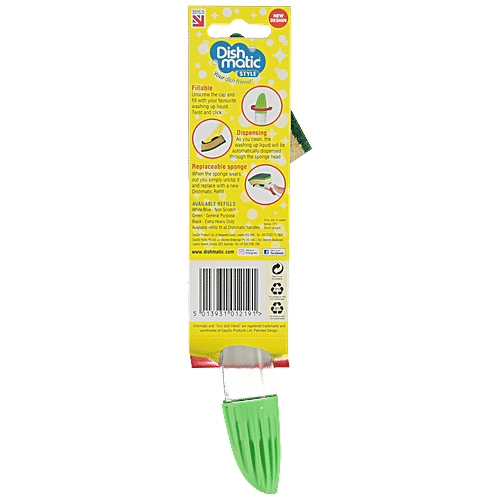 Dishmatic Style Fillable Dish Wand Sponge With Handle for Dishwashing, 1 pc  