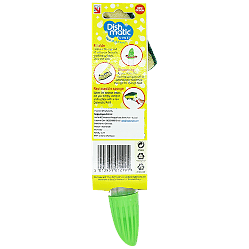 Dishmatic Style Fillable Dish Wand Sponge With Handle for Dishwashing, 1 pc  