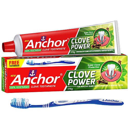 Anchor Clove Power Toothpaste - 100% Vegetarian, For Healthy Gums & Stronger Teeth, 175 g (Get Toothbrush Free)