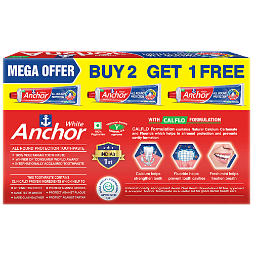 Anchor White Toothpaste, 150 g (Pack of 3) 