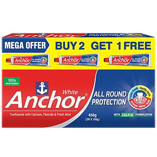 Anchor White Toothpaste, 150 g (Pack of 3) 