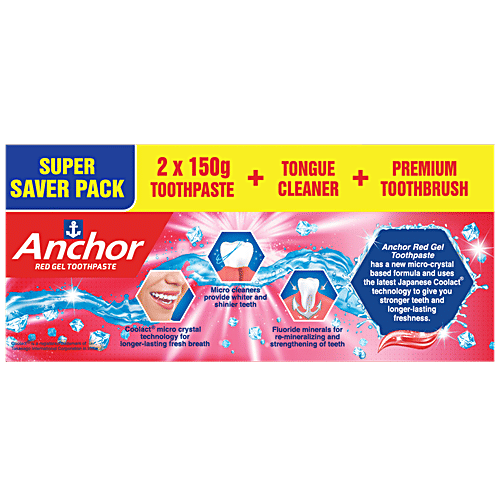 Anchor Cooling Fresh Gel Toothpaste Kit, 150 g (Pack of 2) 