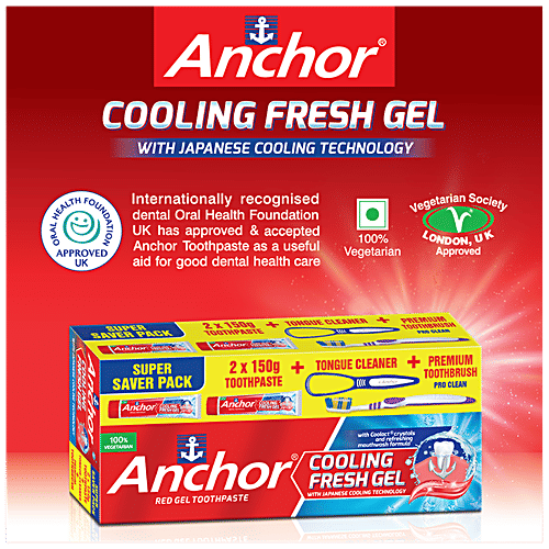 Anchor Cooling Fresh Gel Toothpaste Kit, 150 g (Pack of 2) 