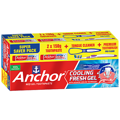 Anchor Cooling Fresh Gel Toothpaste Kit, 150 g (Pack of 2) 