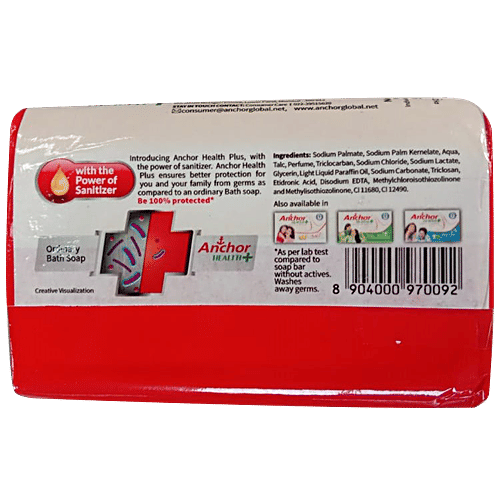 Anchor Active Health Soap With Sanitizer, 125 g (Pack of 4) 