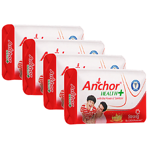 Anchor Active Health Soap With Sanitizer, 125 g (Pack of 4) 
