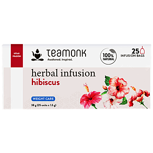 Teamonk Hibiscus Herbal Infusion, 38 g (25 Bags x 1.5 g each) 