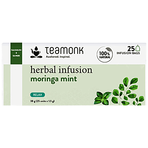 Teamonk Moringa - Mint Herbal Infusion, 38 g (25 Bags x 1.5 g each) 