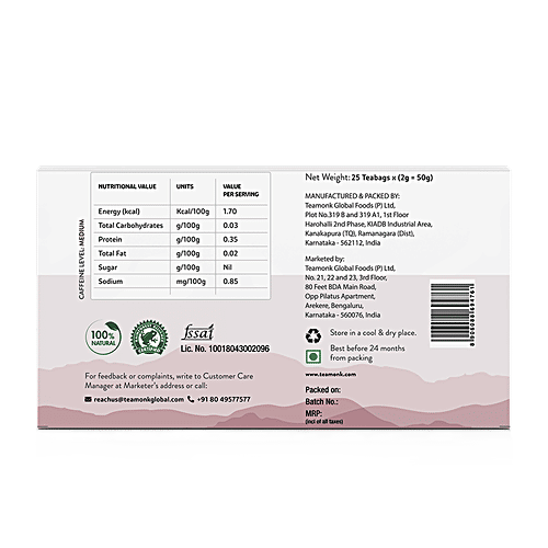 Teamonk Darjeeling Black Tea, 50 g (25 Bags x 2 g each) 