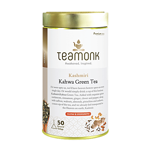 Teamonk Kashmiri Kahwa Green Tea, 100 g (50 Bags x 2 g each) 