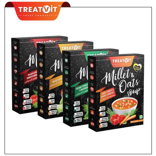 TREATVIT Millet & Oats Tangy Tomato & Carrot Crunches Soup, 38 g  