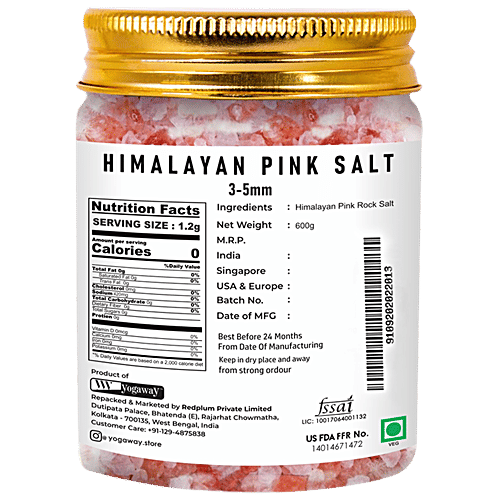 Yogaway Himalayan Pink Crystal Salt - With 84 Minerals For Detox, 600 g  