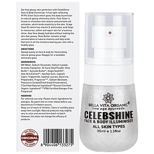 Bella Vita Organic Celeb Shine Body Shimmer Gloss Lotion - Nude Shade, 30 ml  