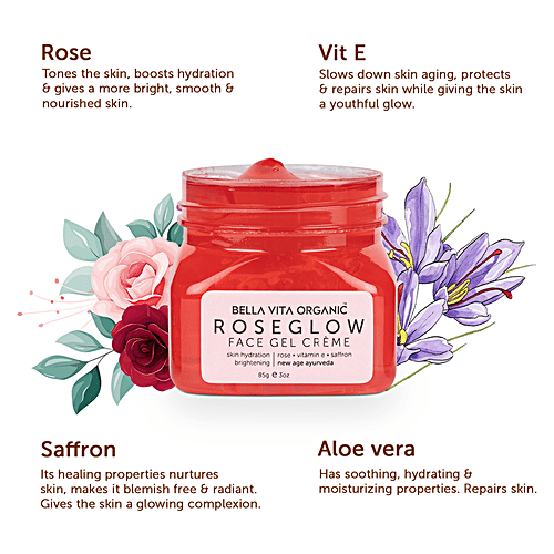 Bella Vita Organic Rose Glow Face Gel Cream, 85 g  