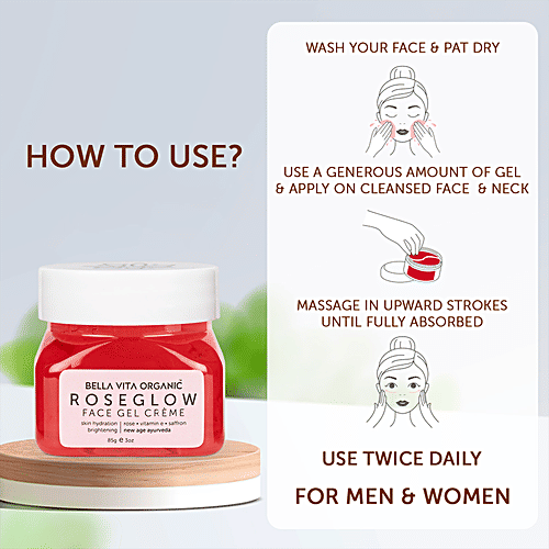 Bella Vita Organic Rose Glow Face Gel Cream, 85 g  