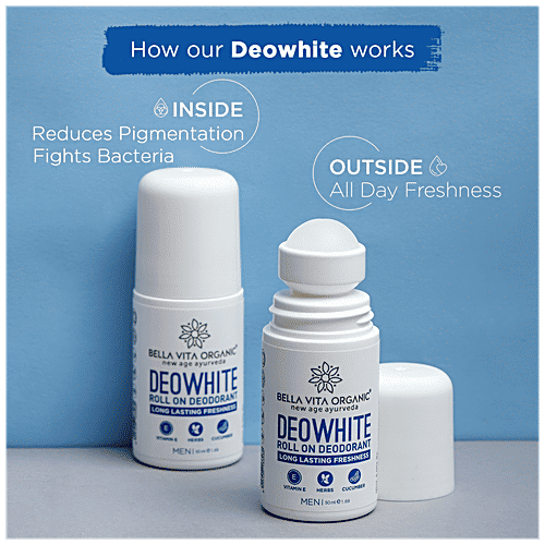 Bella Vita Organic DeoWhite Under Arm Skin Lightening Roll On - For Men, 75 ml  