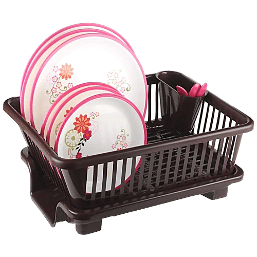 Tallboy Plastic Kitchen Sink Dish Drying Rack - Brown, 1 pc