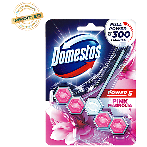 Domestos Pink Magnolia Toilet Rim Block With Long Lasting Fragrance, 55 g