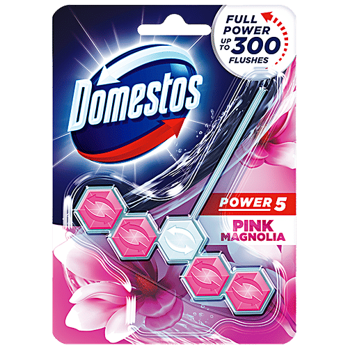 Domestos Pink Magnolia Toilet Rim Block With Long Lasting Fragrance, 55 g