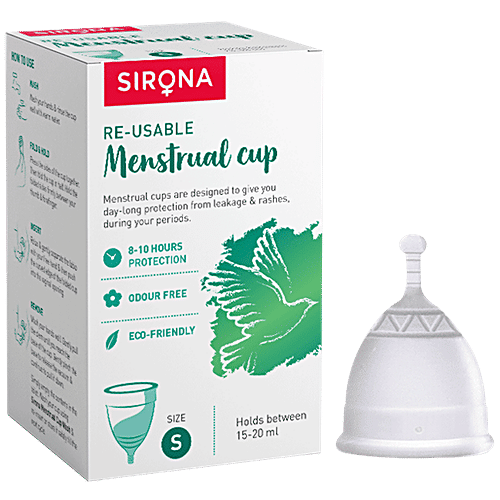 SIRONA FDA Approved Reusable Menstrual Cup (Small Size) With Pouch, Mini Intimate Wash & Cup Wash, 1 pc  