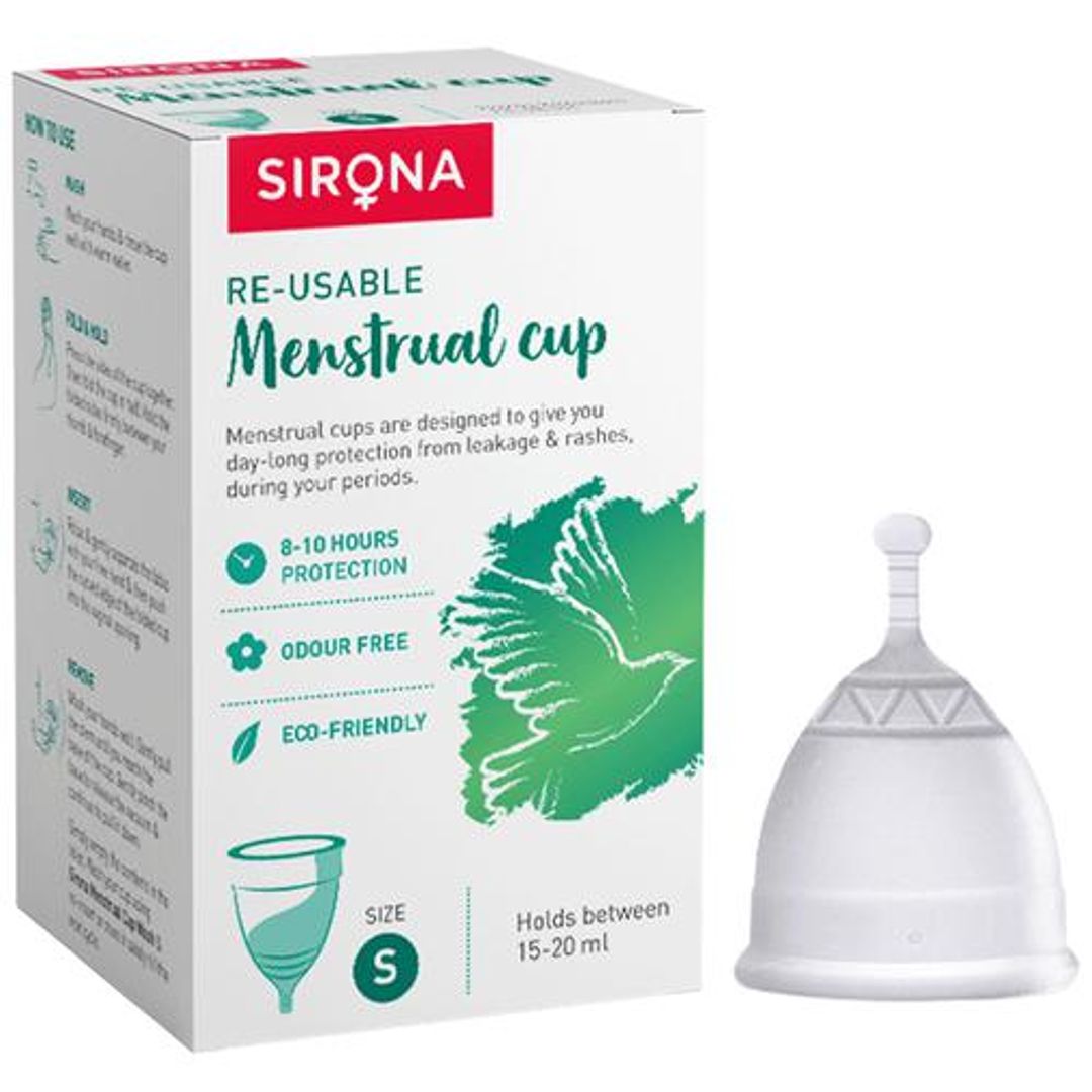 SIRONA FDA Approved Reusable Menstrual Cup (Small Size) With Pouch, Mini Intimate Wash & Cup Wash, 1 pc 