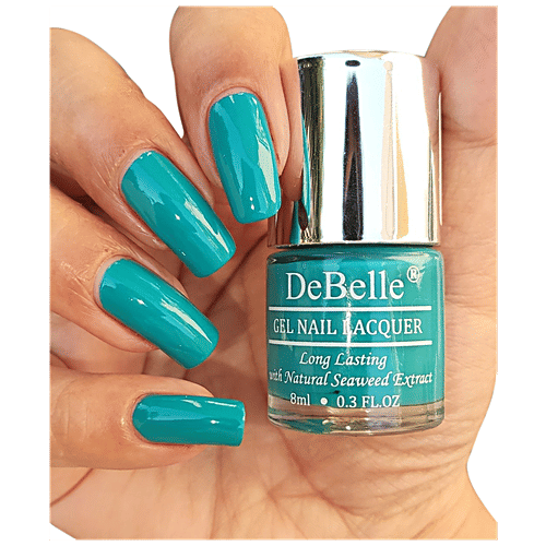 DeBelle Gel Nail Lacquer - Turquoise Blue Nail Polish, 8 ml Royale'Cocktail 