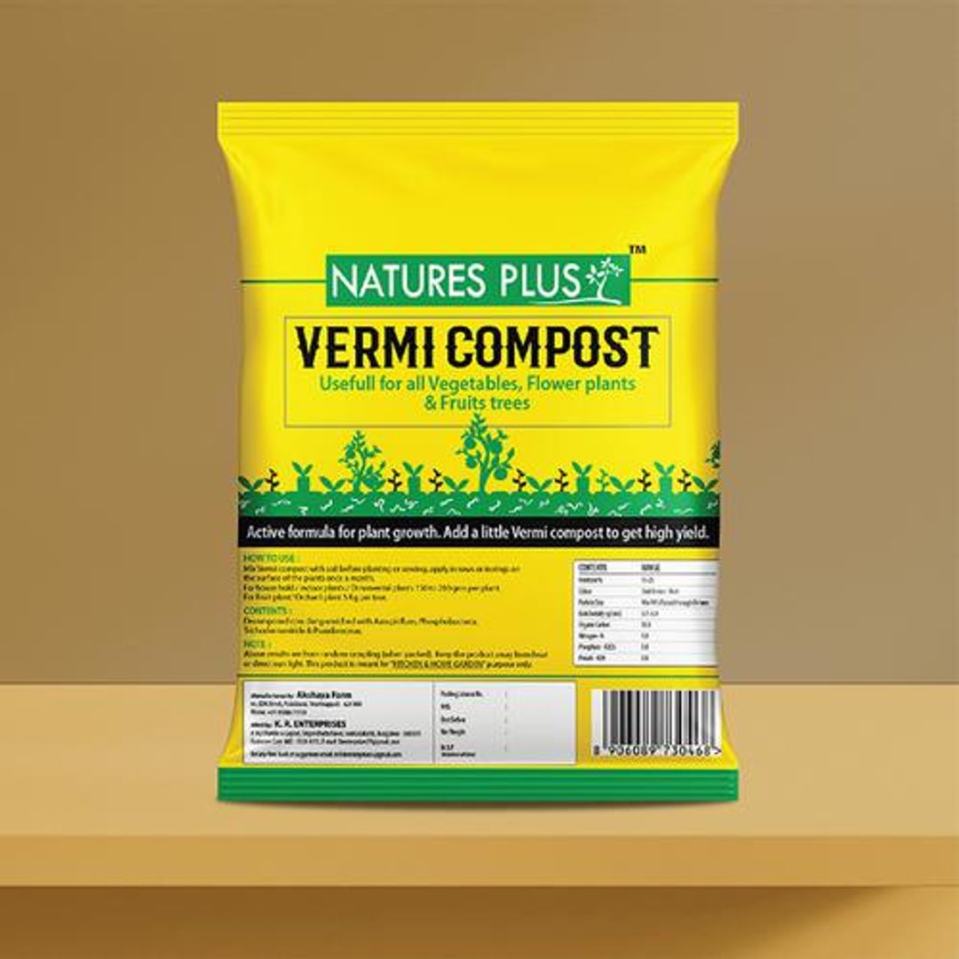 NATURES PLUS Vermi Compost - Organic Manure, 1 kg 