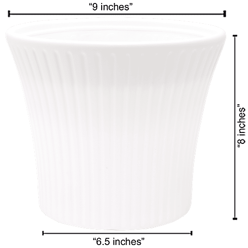 Natures Plus Sunrise Pot - 9 Inch, White, 9 x 6.5 x 8  